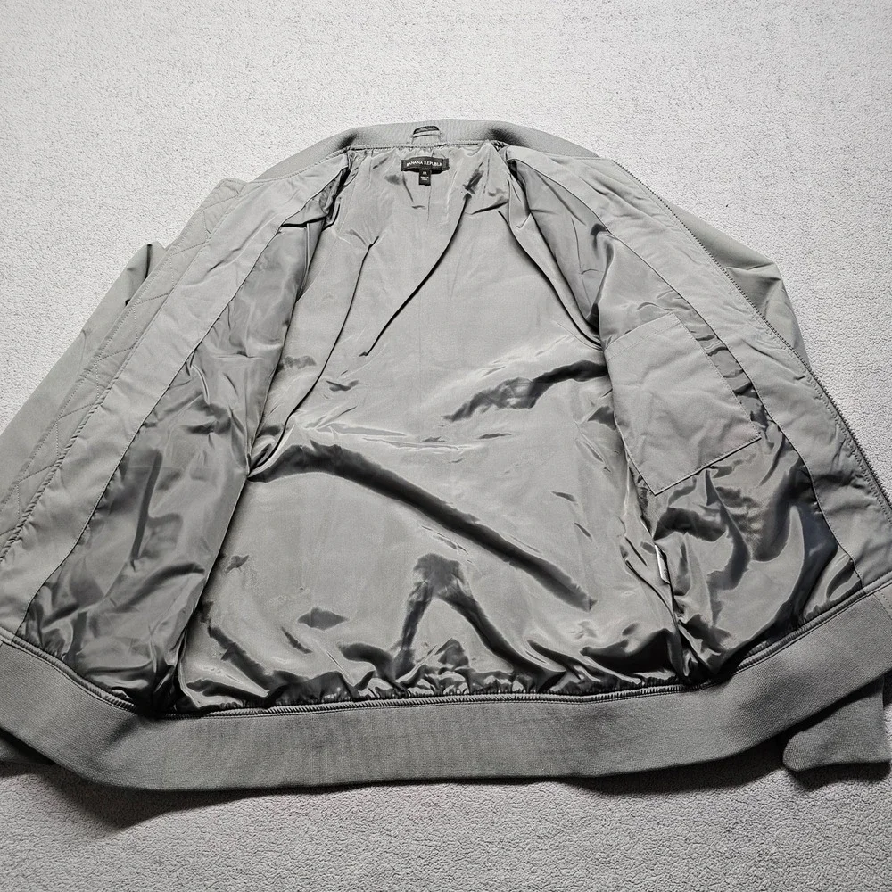 Banana Republic Bomber Jacket Mens Medium Gray Lined‎ Water Resistant Full Zip